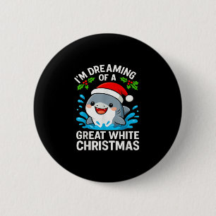 Great White Christmas Shark Funny Santa Holiday Pu Button