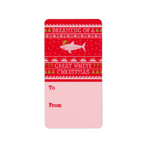 Great White Christmas Ugly Sweater Gift Labels