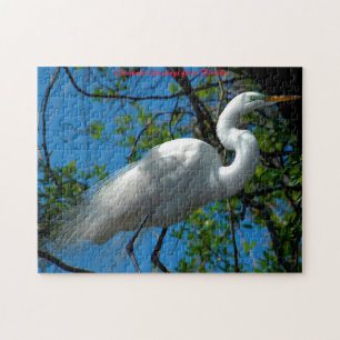 Great White Egret Florida. Christmas Greetings Jigsaw Puzzle
