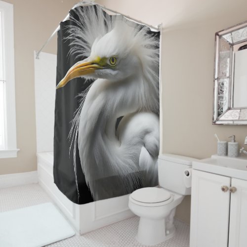 Great White Egret Portrait Shower Curtain