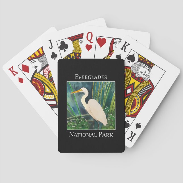 Great white egret standing in the Everglades Poker Cards (Back)