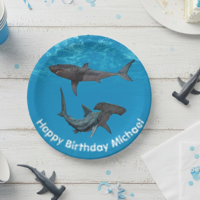 Great White Hammerhead Shark  Birthday Party Paper Plates (Creator Uploaded)