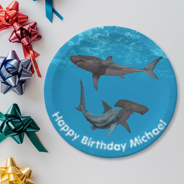 Great White Hammerhead Shark  Birthday Party Paper Plates (Creator Uploaded)