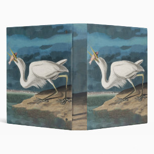 Great White Heron Audubon Bird Wildlife Painting 3 Ring Binder