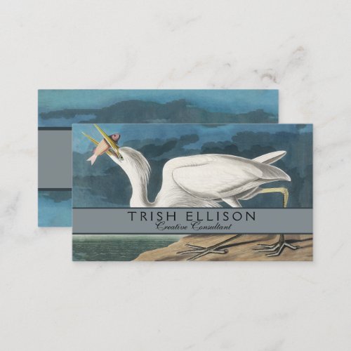 Great White Heron Audubon Bird Wildlife Painting Business Card