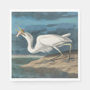 Great White Heron Audubon Bird Wildlife Painting Napkins