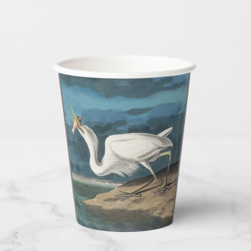 Great White Heron Audubon Bird Wildlife Painting Paper Cups