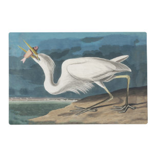 Great White Heron Audubon Bird Wildlife Painting Placemat