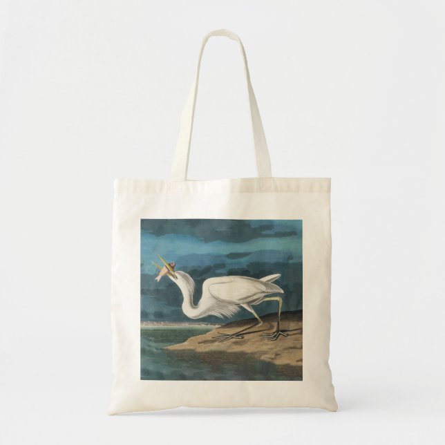 Great White Heron Audubon Bird Wildlife Painting Tote Bag (Front)