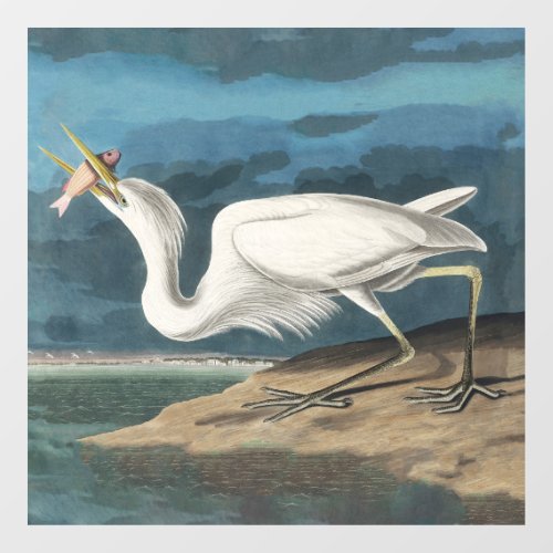 Great White Heron Audubon Bird Wildlife Painting Window Cling