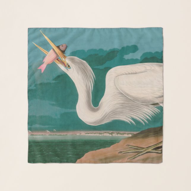 Great White Heron Birds of America Audubon Print Scarf (Front)
