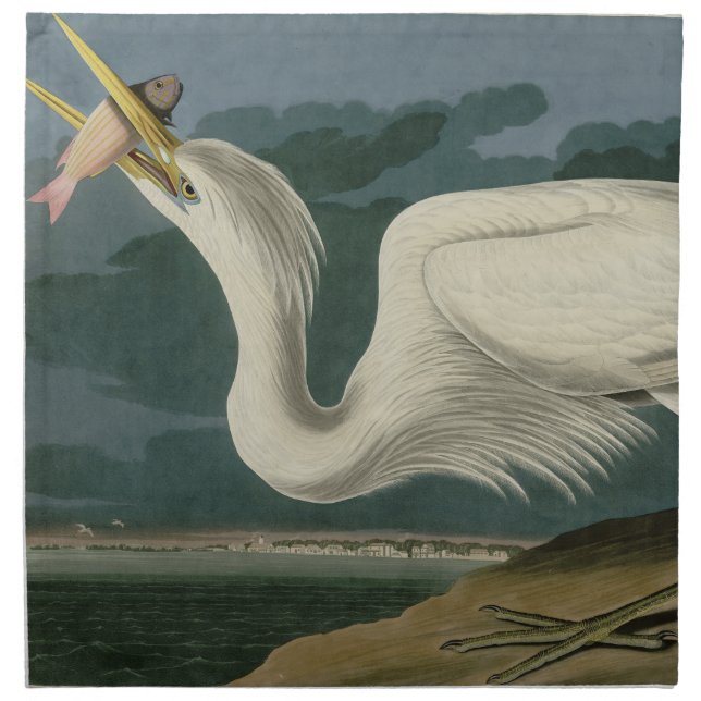 Great White Heron, from Audubon's Birds of America Cloth Napkin (Front)