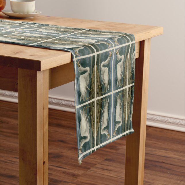 Great White Heron, from Audubon's Birds of America Short Table Runner (In Situ)
