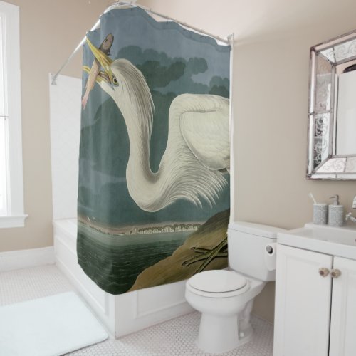 Great White Heron from Audubons Birds of America Shower Curtain
