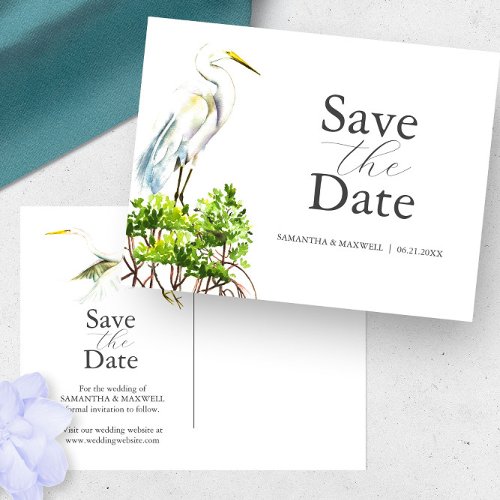 Great White Heron Save The Date Postcard