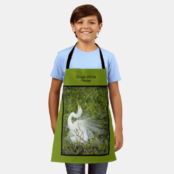 Great White Heron Spring Plumage Pose Photo Apron by NancyTrippPhotoGifts at Zazzle