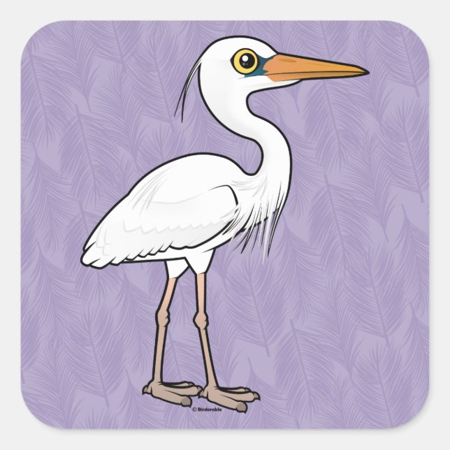 Great White Heron Square Sticker (Front)