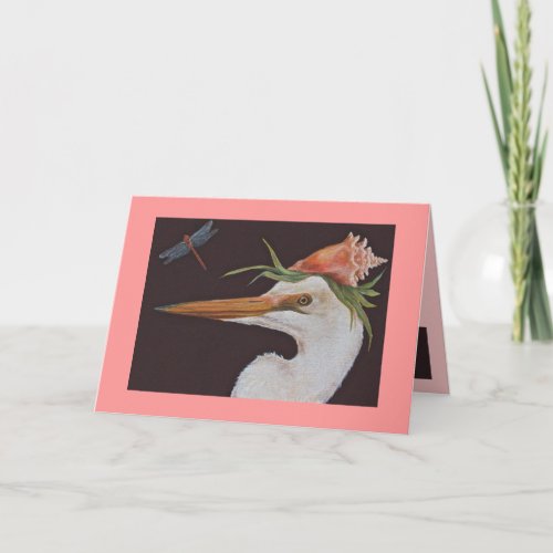 Great white heron with conch card