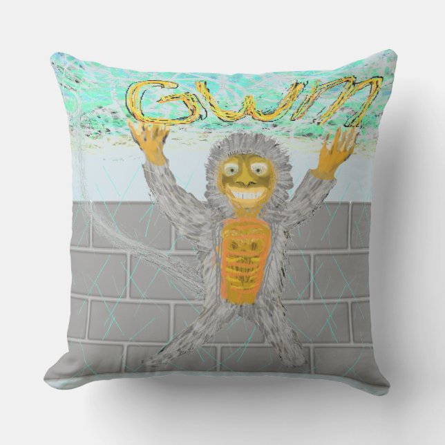 GREAT White Monkey Throw Pillow (Front)