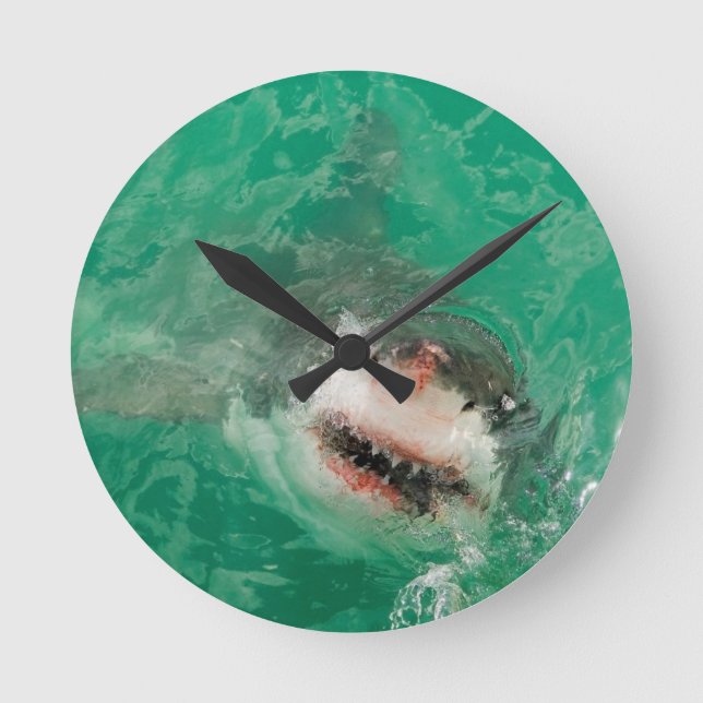 Great White Shark1 Round Clock (Front)