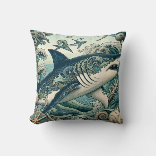 Great White Shark 1 Throw Pillow