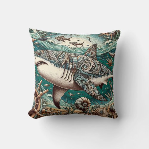 Great White Shark  2 Throw Pillow