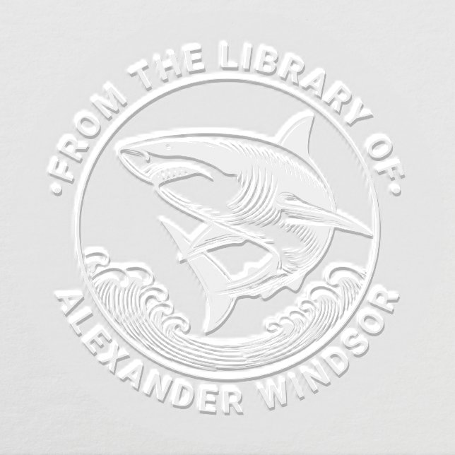 Great White Shark Above Waves #2 Library Book Name Embosser (Design)