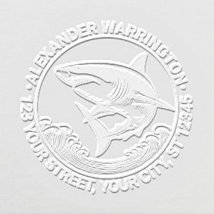 Great White Shark Above Waves #2 Name Ret Address Embosser