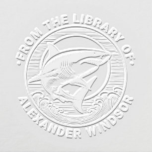 Great White Shark Above Waves Library Book Name Embosser