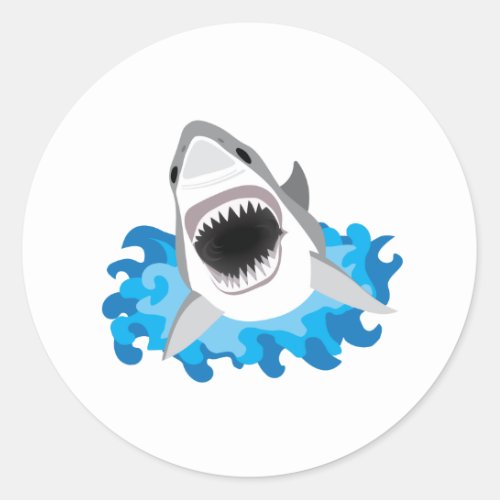 Great White Shark Attack Classic Round Sticker