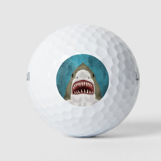 Great White Shark Attack Funny Fish Head Ocean Sea Golf Balls (Front)
