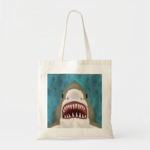 Great White Shark Attack Funny Fish Nautical Beach Tote Bag