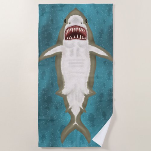 Great White Shark Attack Funny Fish Novelty Ocean Beach Towel