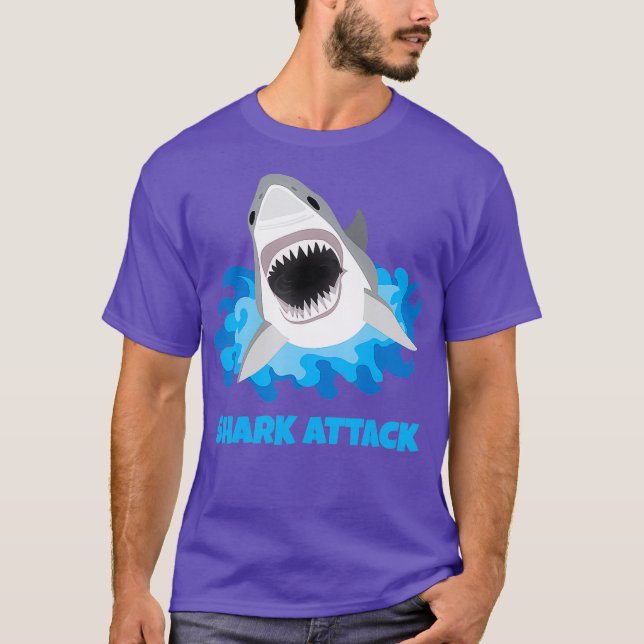 Great White Shark Attack Funny T-Shirt (Front)