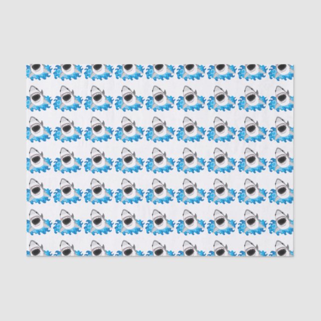 Great White Shark Attack Funny Tissue Paper (Front)