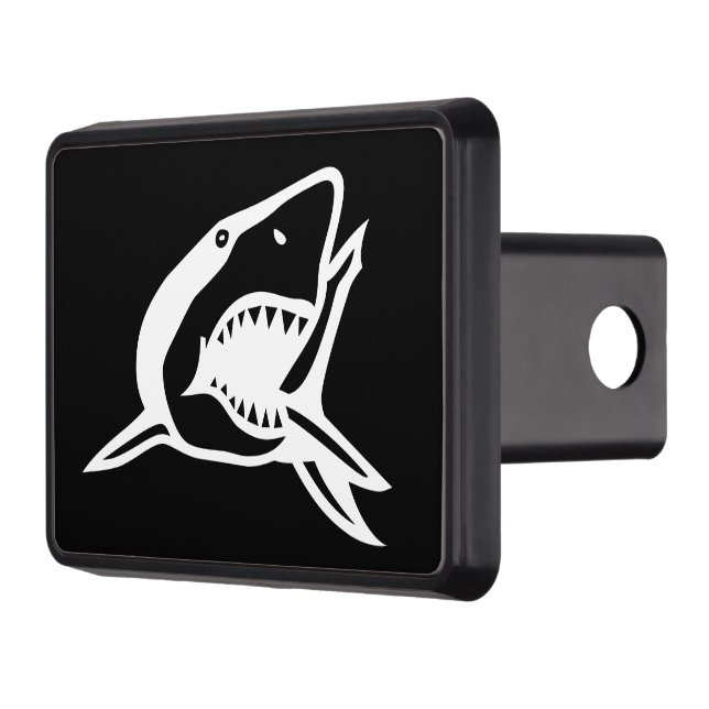 Great white shark attack logo trailer hitch cover (Left)