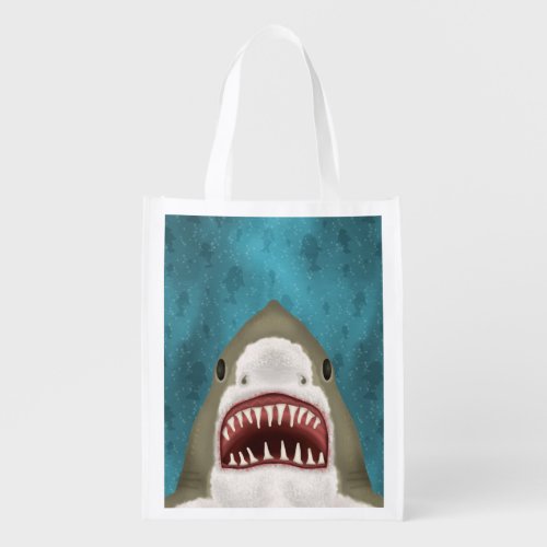 Great White Shark Attack Ocean Fish Nautical Beach Grocery Bag