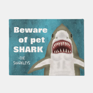 Great White Shark Attack Personalized Funny Beware Doormat