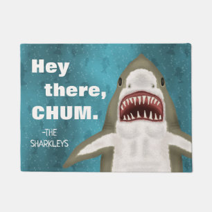 Great White Shark Attack Personalized Funny Chum Doormat
