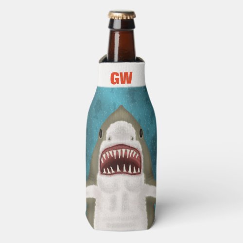 Great White Shark Attack Personalized Ocean Funny Bottle Cooler