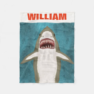 Great White Shark Attack Personalized Ocean Funny Fleece Blanket