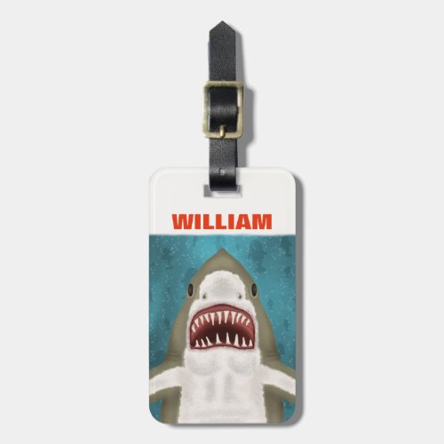 Great White Shark Attack Personalized Ocean Funny Luggage Tag