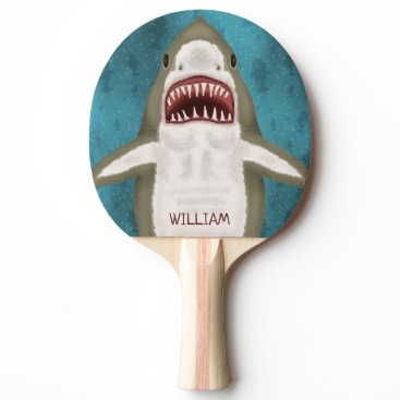 Great White Shark Attack Personalized Ocean Funny Ping Pong Paddle