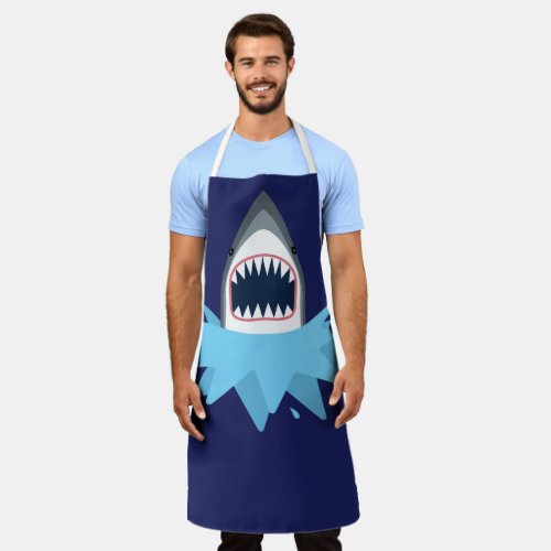 Great White Shark Attack with Open Jaws Apron