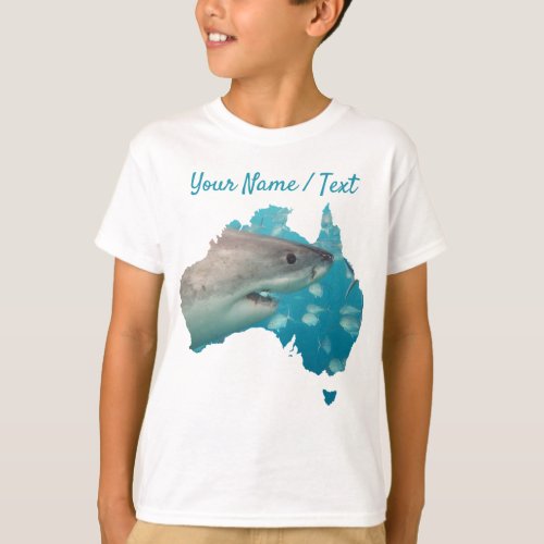 Great White Shark Australia Blue  White Boys T_Shirt