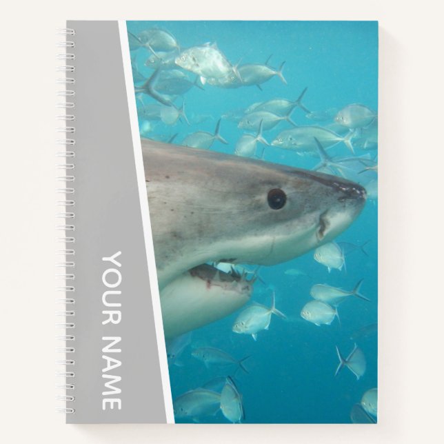 Great White Shark Australia Ocean Theme, Silver Notebook (Front)