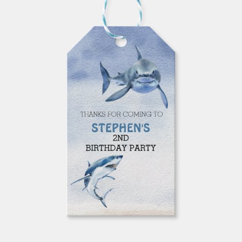 Great White Shark Birthday  Favor Thank you   Gift Tags