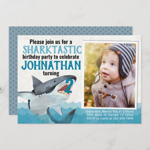 Great White Shark Birthday Party Invitation