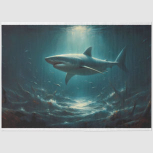 Great White Shark Bottom of the Ocean Decoupage Tissue Paper