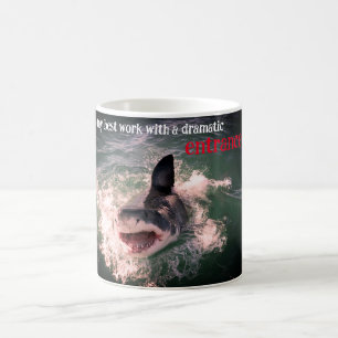 Great white shark breaching coffee mug